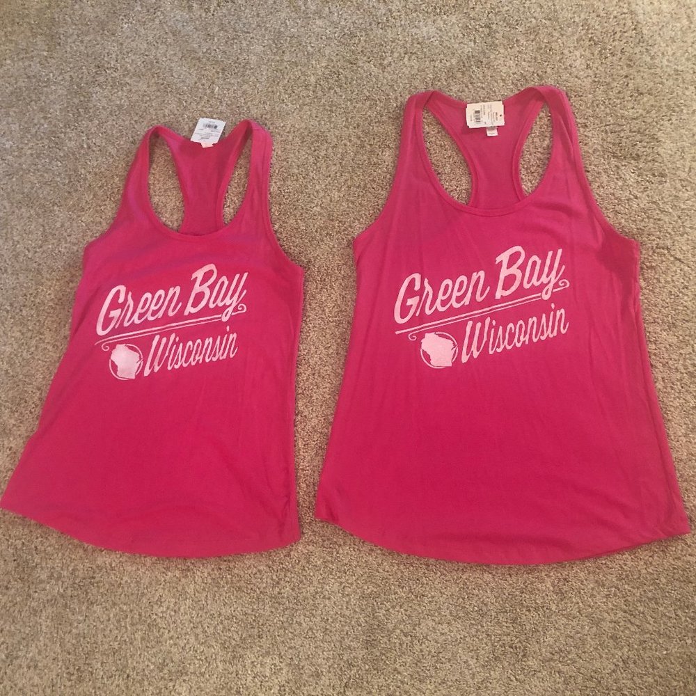 NWT Hot Pink Glitter Green Bay Wisconsin Tank Top - 6 available